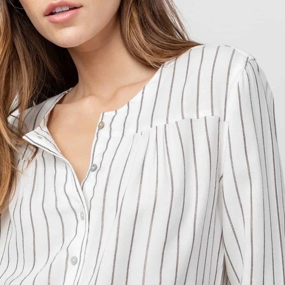 Rails Ruby Button Down Peplum Shirt in San Marino Stripe | Small - Picture 2 of 7
